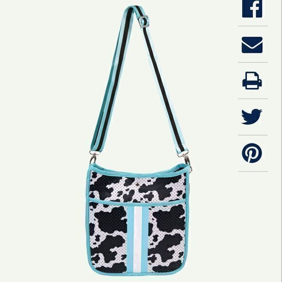 Simply Southern Neoprene Cow Large‎ and Mini Crossbody Purse Set Black White NWT - Picture 2 of 11